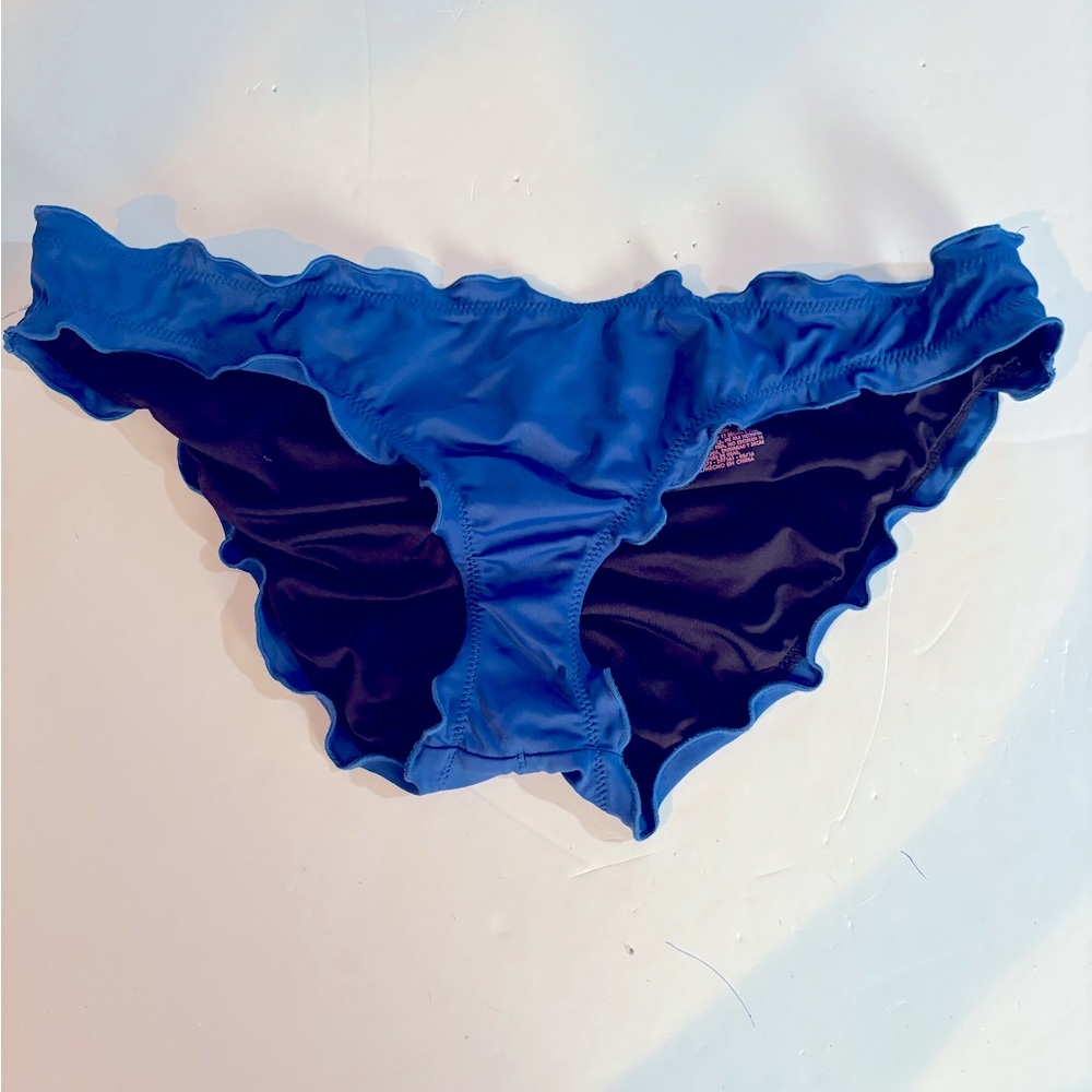 VICTORIA’S SECRET The Ruffle Cheeky Royal Blue BIKINI Bottoms S